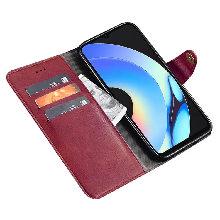 IDEWEI Per Realme C55 Custodia Protettiva per Telefono Cellulare Flip in Pelle Portafoglio Supporto per Telefono Cellulare - Rosso