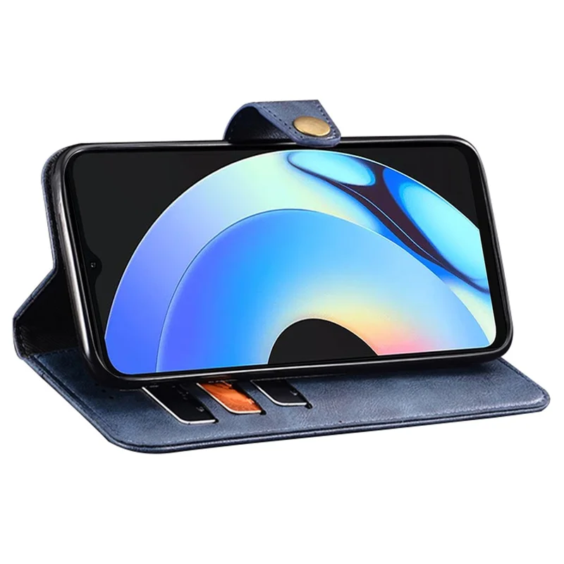 IDEWEI For Realme C55 Protective Phone Case Flip Leather Wallet Cell Phone Stand Cover - Brown