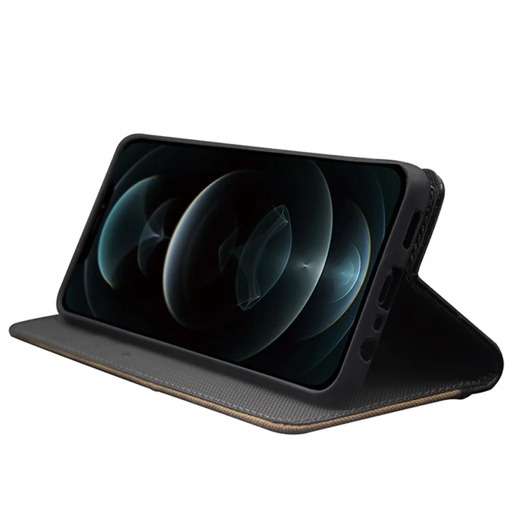 IDEWEI для Oppo A78 5G Кожаный чехол-держатель для карт, цветная сплошная ударопрочная подставка - черный