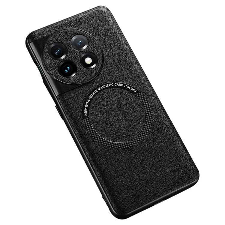 Pour OnePlus Ace 2 5G / 11R 5G Compatible avec le chargeur MagSafe Housse de protection en cuir PU revêtu de TPU+PC antichoc - Noir