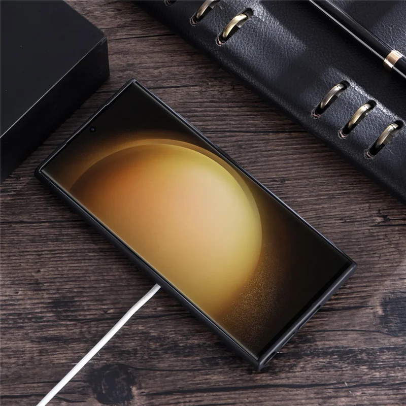 For Samsung Galaxy S23+ Magnetic Case Charger PU Leather Coated TPU+PC Case Phone Back Cover - White