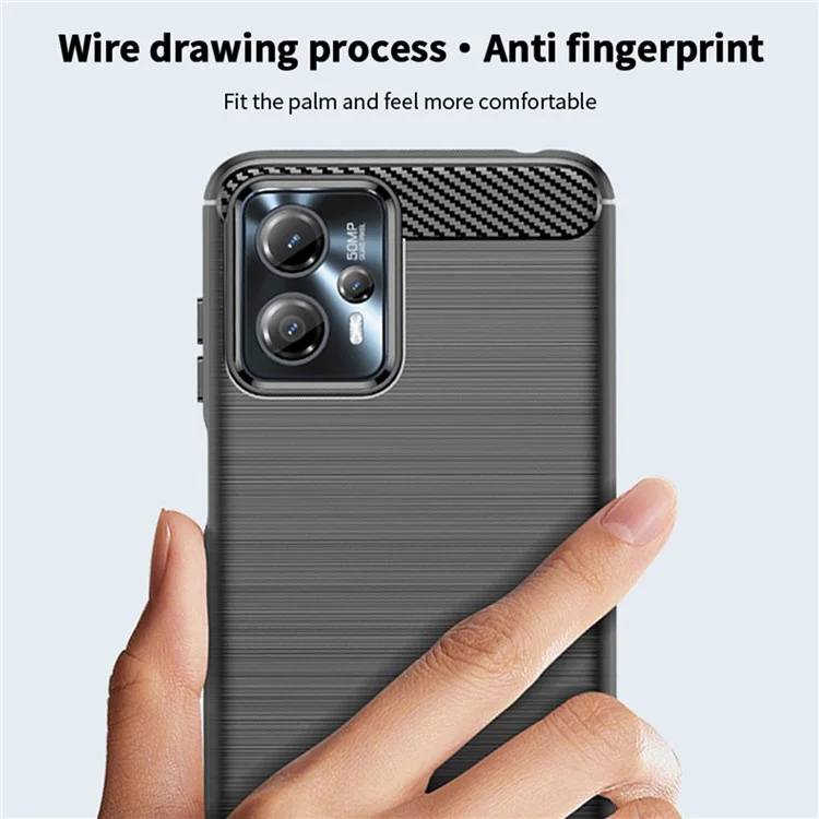 MOFI JK TPU Series-1 pour Motorola Moto G13 4G / G23 4G Étui de téléphone en fibre de carbone brossé Coque de protection TPU anti-chute - Noir