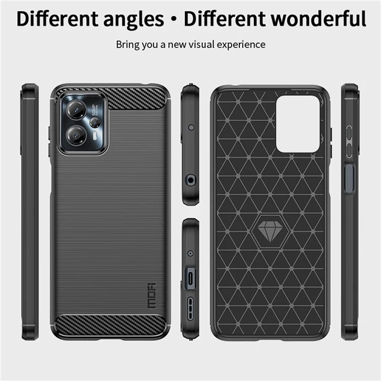 MOFI JK TPU Series-1 pour Motorola Moto G13 4G / G23 4G Étui de téléphone en fibre de carbone brossé Coque de protection TPU anti-chute - Noir