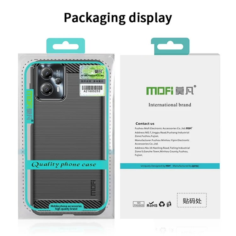 MOFI JK TPU Series-1 pour Motorola Moto G13 4G / G23 4G Étui de téléphone en fibre de carbone brossé Coque de protection TPU anti-chute - Noir