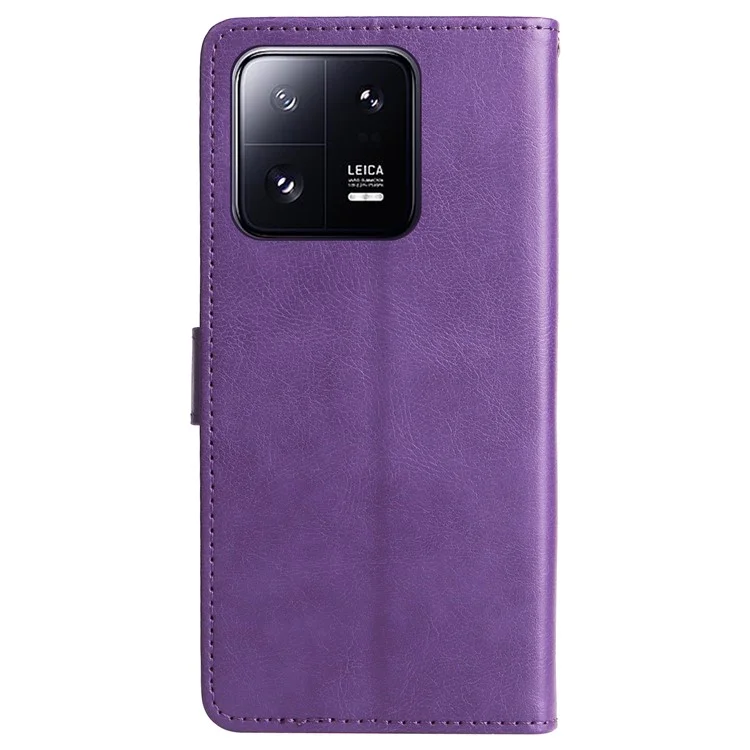 Кожаный чехол-кошелек KT Series-2 для Xiaomi 13 Pro 5G, чехол-подставка из натуральной кожи с ремешком - фиолетовый