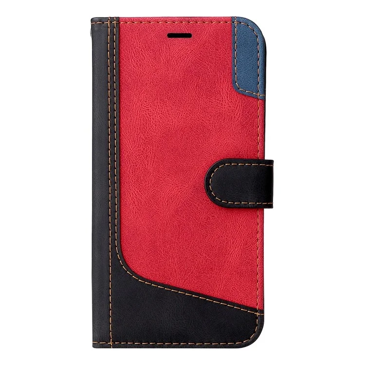 KT Leather Series-5 for Xiaomi Redmi Note 12 5G (Global) / (India) / (China) / Poco X5 5G Phone Leather Case Stand Wallet Tri-color Splicing Cover with Strap - Black