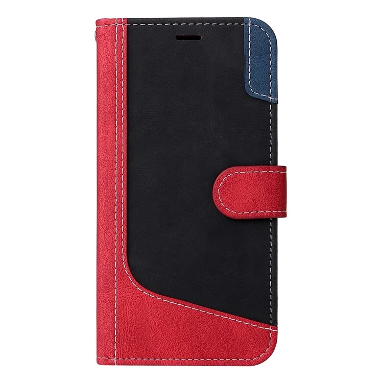 KT in Pelle Serie-5 Per Xiaomi Redmi Note 12 Pro 5G (cina) /(india) Portafoglio Per Telefono in Pelle Tri-color Splicing Stand Cover Con Cinturino - Rosso