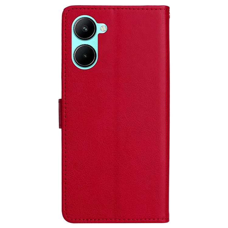 KT Leather Series-2 Para Realme C33 4G Solid Color Phone Caixa Polpa de Couro Tampa de Couro Com Cinta - Vermelho
