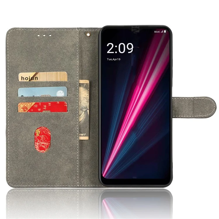 Para T-Mobile Revvl 6 Pro 5G / T Phone Pro 5G / Telekom T Phone Pro 5G Funda de teléfono Cartera de bloqueo RFID con soporte de piel con correa - Morado