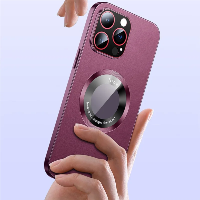 RH05 Magnetic Phone Shell for iPhone 14 Pro Case Soft TPU PC PU Leather Coated Phone Cover - Purple
