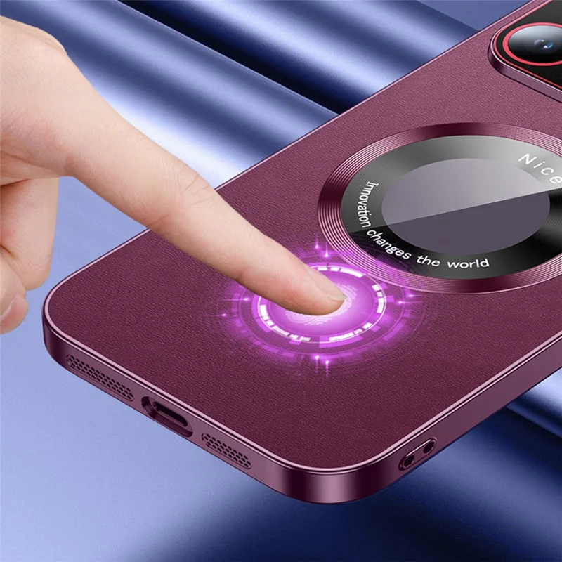 RH05 Magnetic Phone Shell for iPhone 14 Pro Case Soft TPU PC PU Leather Coated Phone Cover - Purple