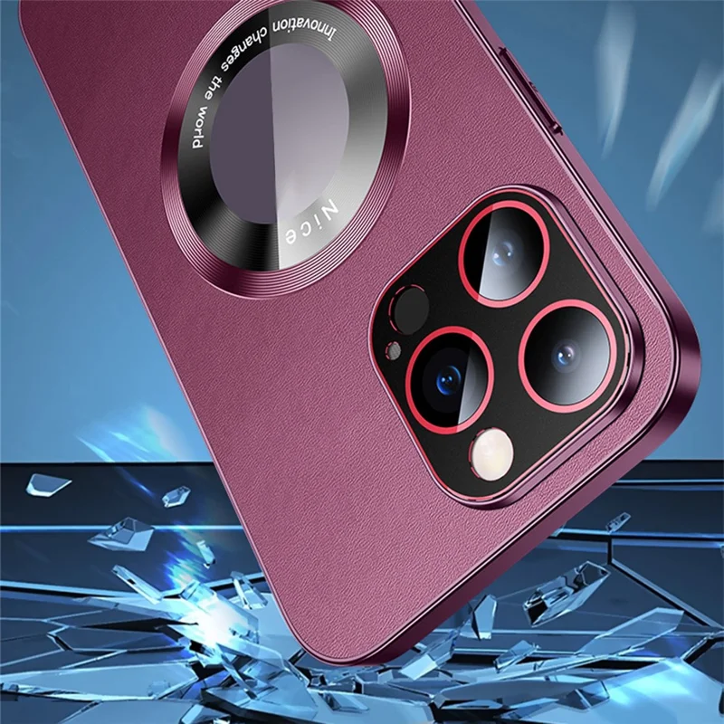 RH05 Magnetic Phone Shell for iPhone 14 Pro Case Soft TPU PC PU Leather Coated Phone Cover - Black