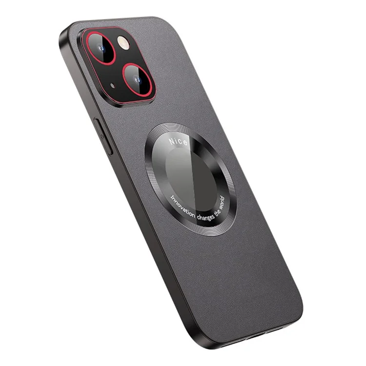 RH05 Schutzhülle für iPhone 14 Magnetische Handyhülle PU-Leder beschichtet Soft TPU PC-Gehäuse - Schwarz
