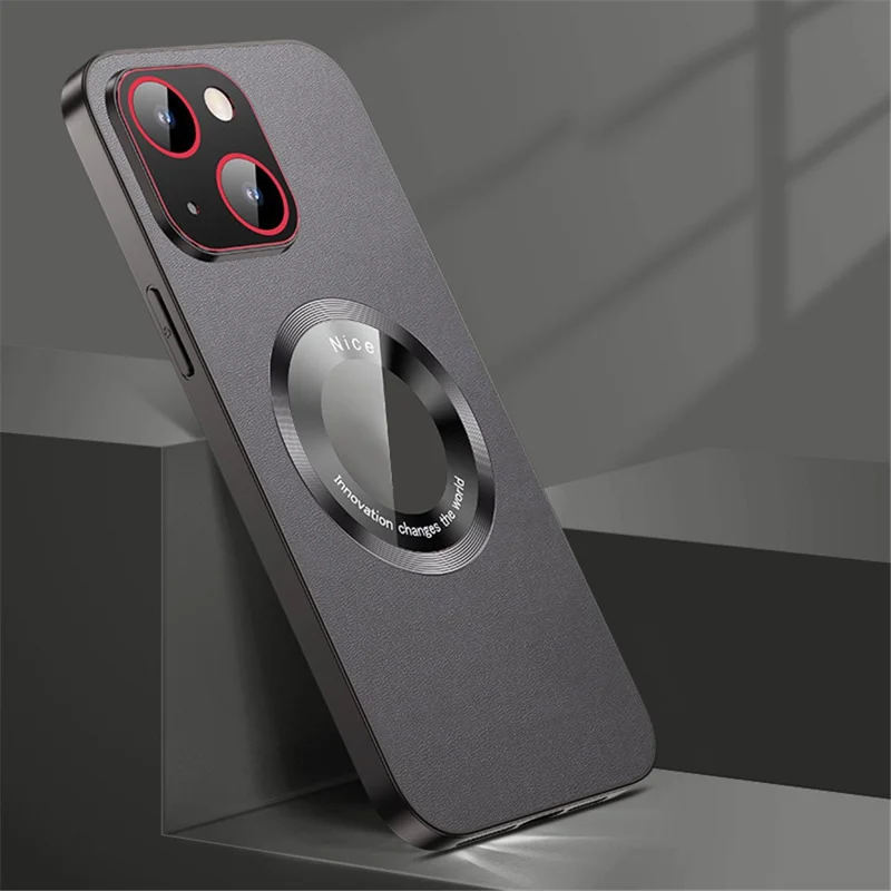 RH05 Phone Case for iPhone 14 Plus Magnetic Phone Cover PU Leather Coated Soft TPU PC Case - Black