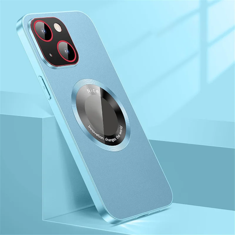 RH05 Phone Case for iPhone 14 Plus Magnetic Phone Cover PU Leather Coated Soft TPU PC Case - Blue