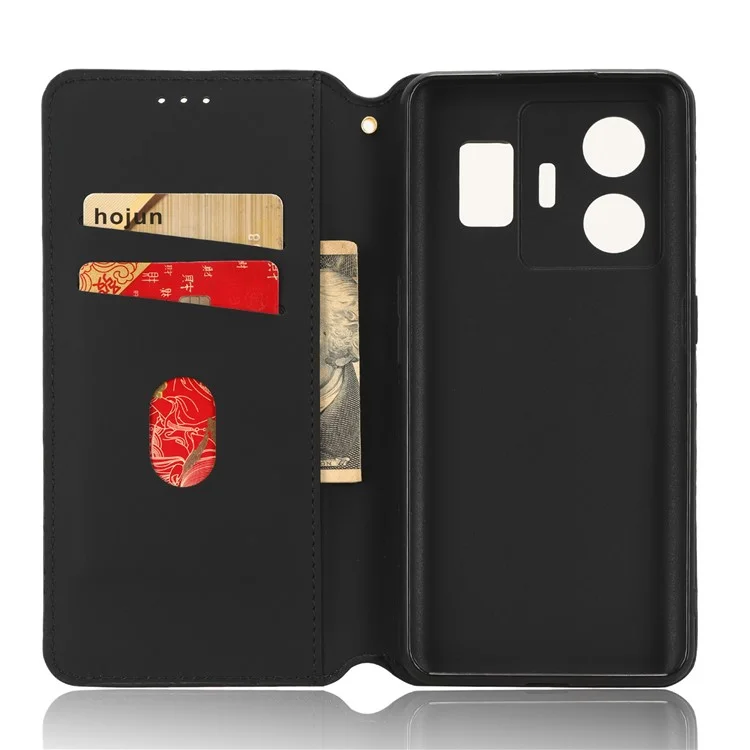 Para Realme GT Neo 5 5G / GT3 5G Wallet Stand Phone Leather Case Imprinted Rhombus Pattern Phone Cover - Negro
