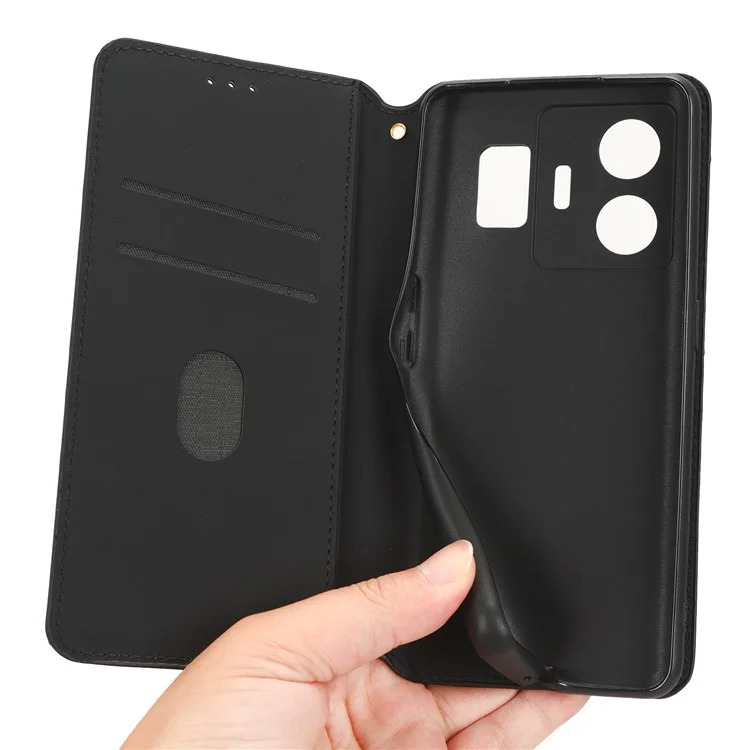 Para Realme GT Neo 5 5G / GT3 5G Wallet Stand Phone Leather Case Imprinted Rhombus Pattern Phone Cover - Negro
