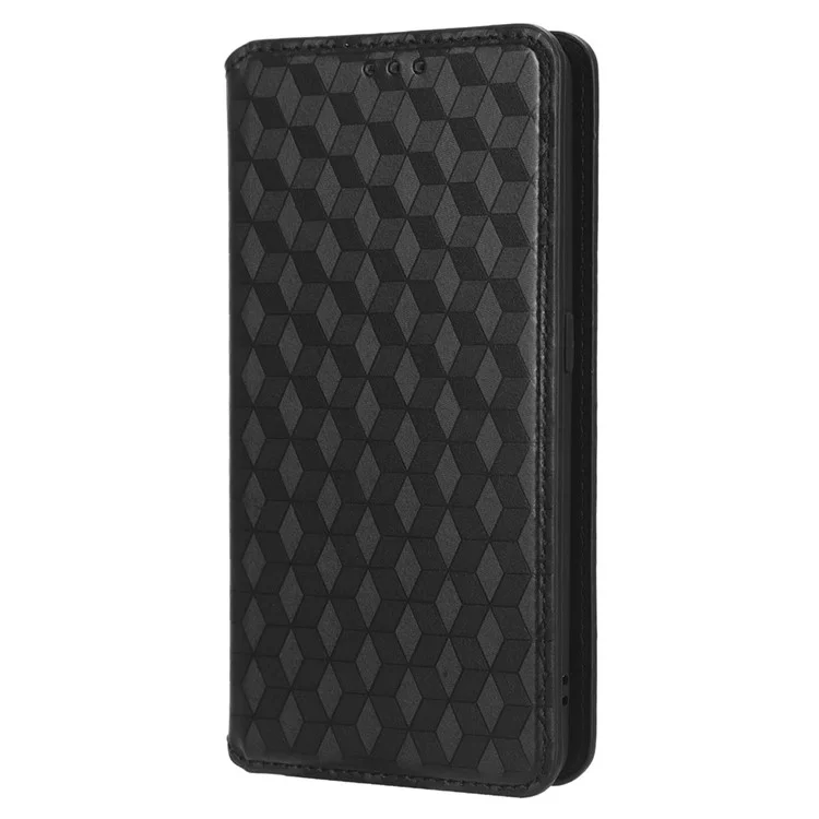 Para Realme GT Neo 5 5G / GT3 5G Wallet Stand Phone Leather Case Imprinted Rhombus Pattern Phone Cover - Negro