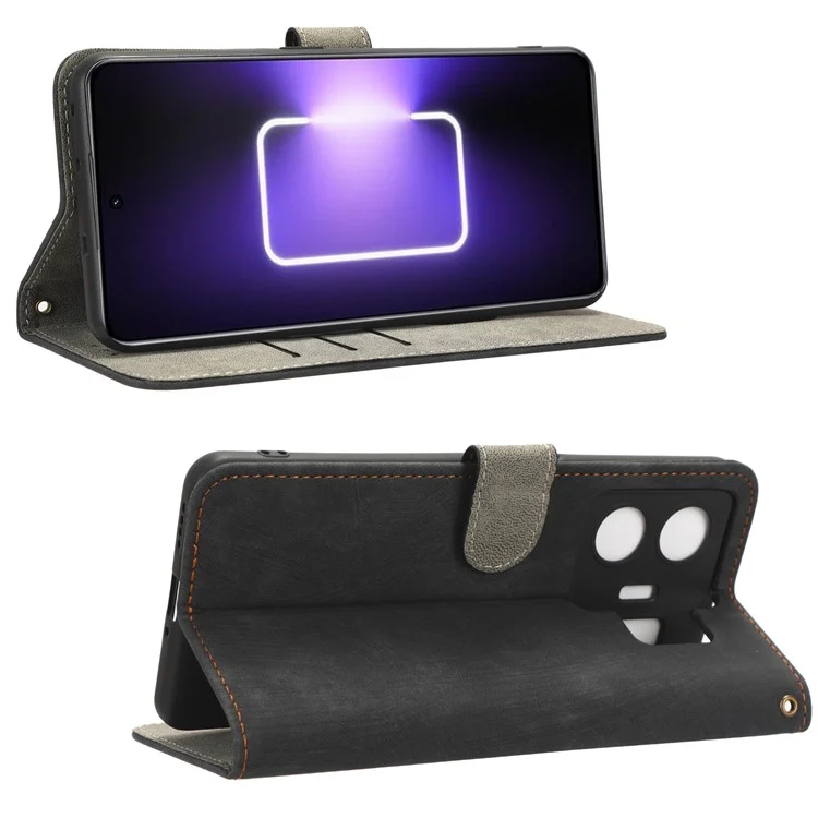 Pour Realme GT Neo 5 5G / GT3 5G Wallet Phone Case RFID Blocking Leather Stand Phone Cover with Strap - Black