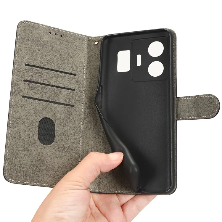 Pour Realme GT Neo 5 5G / GT3 5G Wallet Phone Case RFID Blocking Leather Stand Phone Cover with Strap - Black