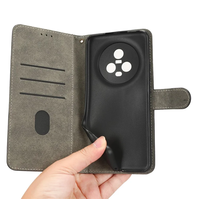 Wallet Phone Case für Honor Magic5, RFID-blockierender Lederhalterung Handyhülle mit Riemen - Blau