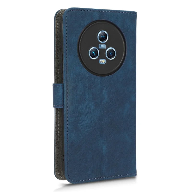 Wallet Phone Case für Honor Magic5, RFID-blockierender Lederhalterung Handyhülle mit Riemen - Blau