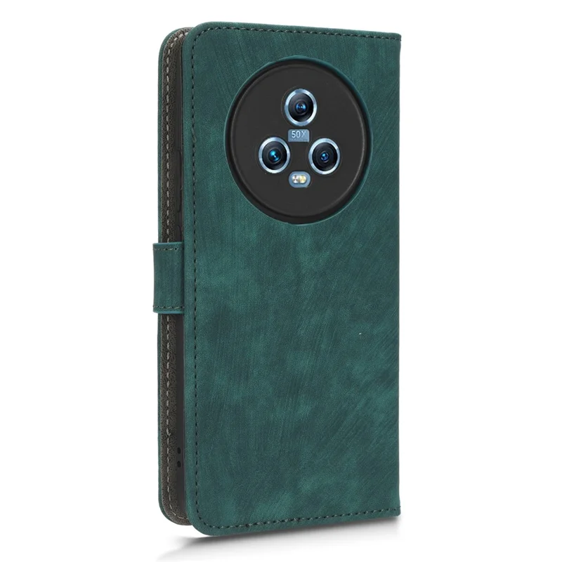 Taske-telefonbeskyttelse til Honor Magic5, RFID-blokerende læderdæksel med stativ og stropløsning - Grøn