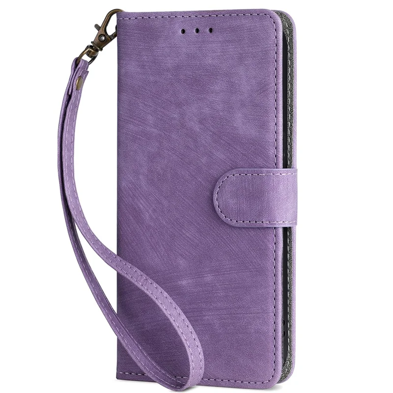 Wallet Phone Case for Honor Magic5 , RFID Blocking Leather Stand Phone Cover with Strap - Purple