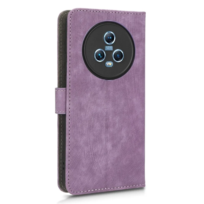 Wallet Phone Case for Honor Magic5 , RFID Blocking Leather Stand Phone Cover with Strap - Purple