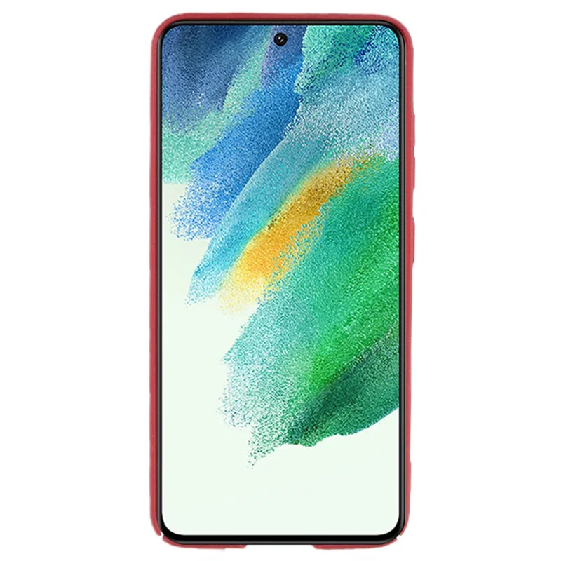 For Samsung Galaxy S21 FE 5G Shockproof Phone Case Matte Texture Anti-Dust Hard PC Phone Cover - Wine Red