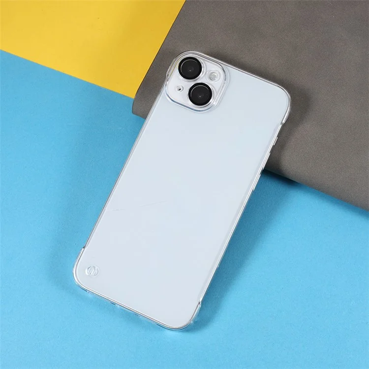 For iPhone 14 Plus Frameless Phone Cover Transparent PC Cell Phone Case with Glass Lens Protector