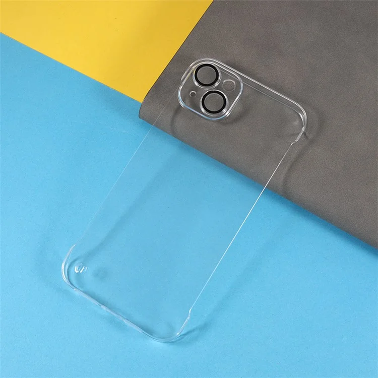 For iPhone 14 Plus Frameless Phone Cover Transparent PC Cell Phone Case with Glass Lens Protector