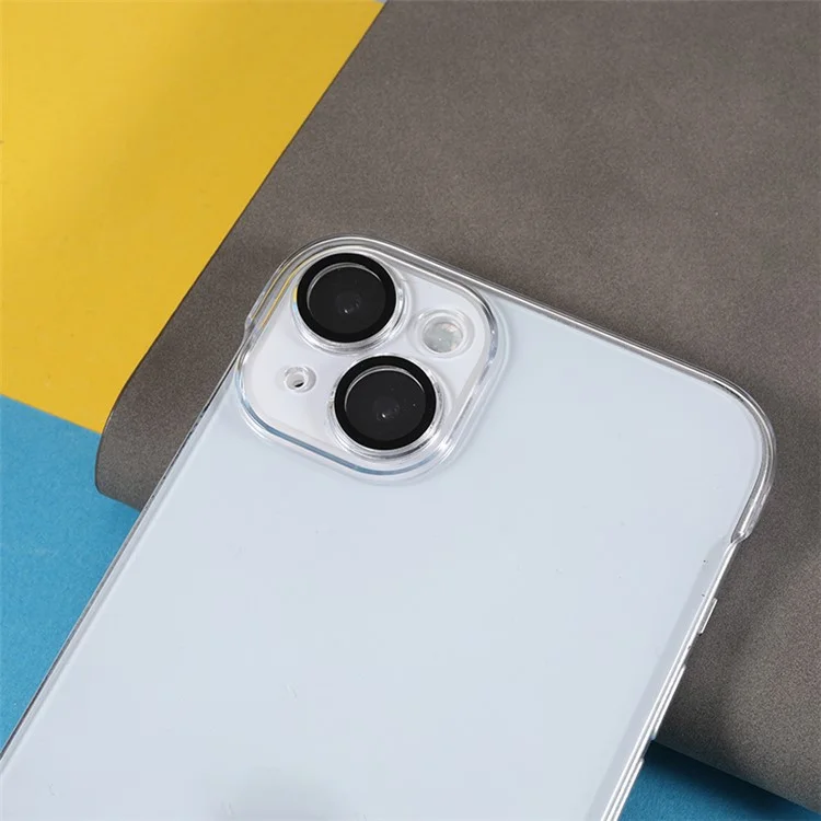 For iPhone 14 Plus Frameless Phone Cover Transparent PC Cell Phone Case with Glass Lens Protector