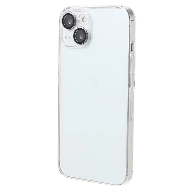 For iPhone 14 Plus Clear Phone Cover Hard PC Anti-Dust Back Case with Built-in Lens Film
