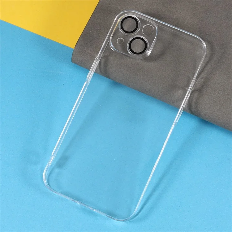 For iPhone 14 Plus Clear Phone Cover Hard PC Anti-Dust Back Case with Built-in Lens Film