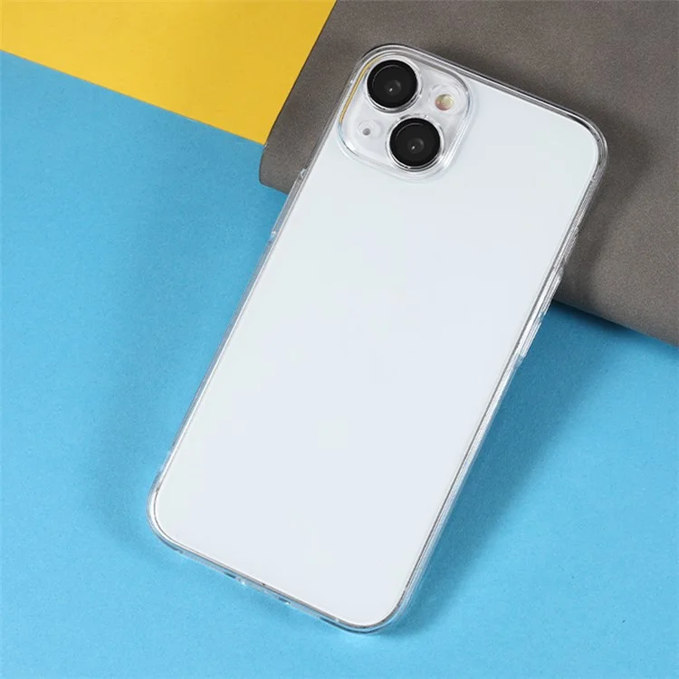 For iPhone 14 Plus Clear Phone Cover Hard PC Anti-Dust Back Case with Built-in Lens Film
