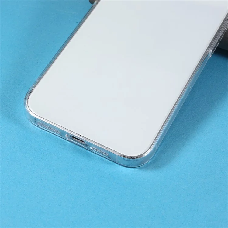 For iPhone 14 Plus Clear Phone Cover Hard PC Anti-Dust Back Case with Built-in Lens Film