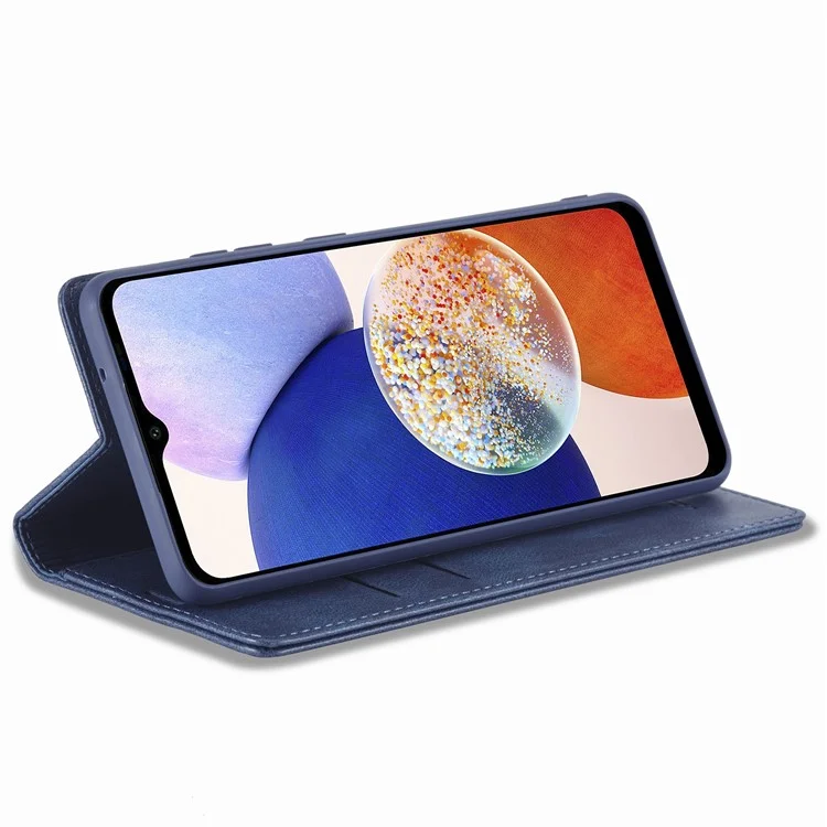 LC.IMEEKE For Samsung Galaxy A14 4G / 5G PU Leather Flip Wallet Case RFID Blocking Stand Phone Cover - Blue