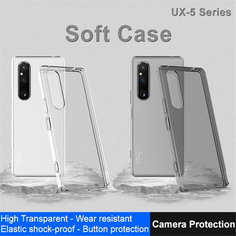 IMAK UX-5 Series for Sony Xperia 1 V Anti-drop Phone Case Flexible TPU Smartphone Cover - Transparent