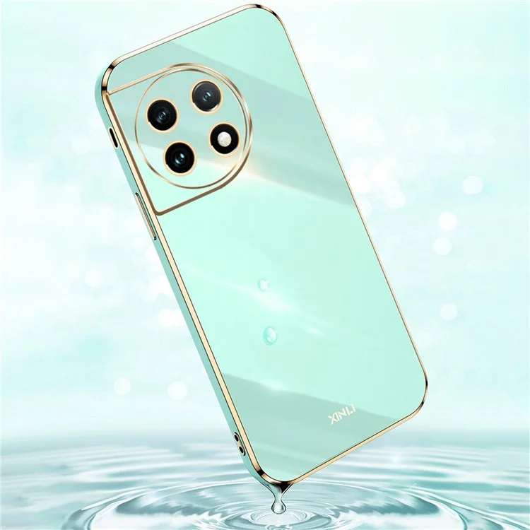 XINLI TPU Custodia per OnePlus 11 5G, Protezione Completa Lente Bordo Elettroplaccato Custodia per Telefono - Ciano