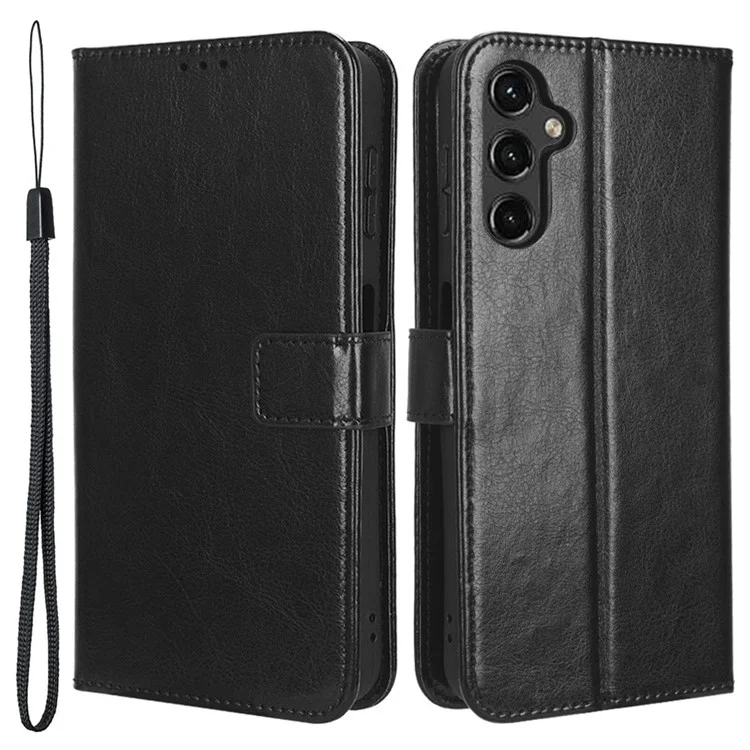 Для Samsung Galaxy A24 4G (162.1 x 77.6 x 8.3 мм) Кожаный кошелек Crazy Horse Texture Stand Folio Flip Чехол для телефона - Черный