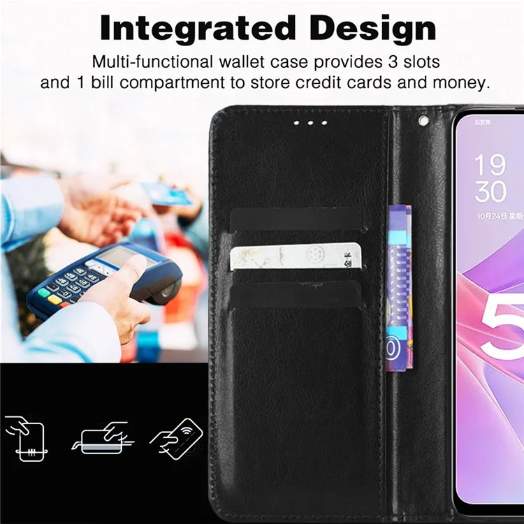 Для Samsung Galaxy A24 4G (162.1 x 77.6 x 8.3 мм) Кожаный кошелек Crazy Horse Texture Stand Folio Flip Чехол для телефона - Черный