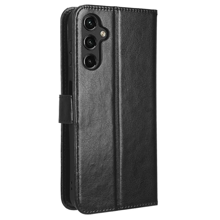 Для Samsung Galaxy A24 4G (162.1 x 77.6 x 8.3 мм) Кожаный кошелек Crazy Horse Texture Stand Folio Flip Чехол для телефона - Черный
