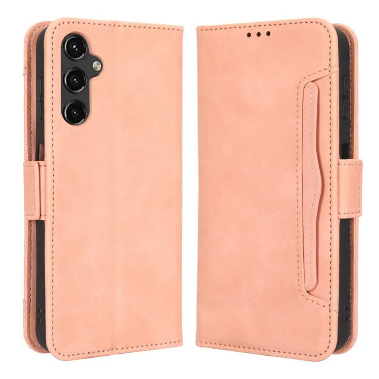 For Samsung Galaxy A24 4G (162.1 x 77.6 x 8.3mm) Multiple Card Slots Phone Leather Case Wallet Stand Mobile Phone Cover - Pink