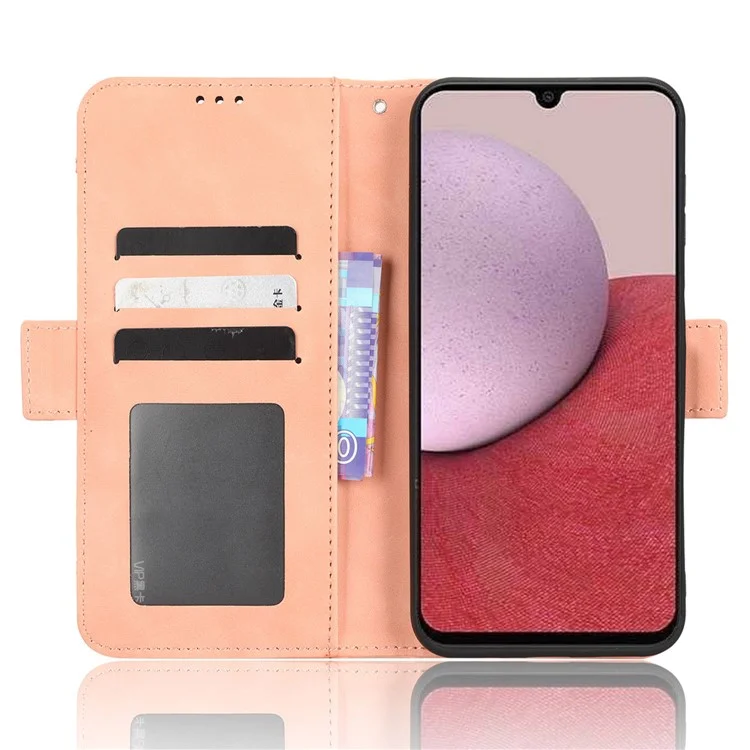 For Samsung Galaxy A24 4G (162.1 x 77.6 x 8.3mm) Multiple Card Slots Phone Leather Case Wallet Stand Mobile Phone Cover - Pink