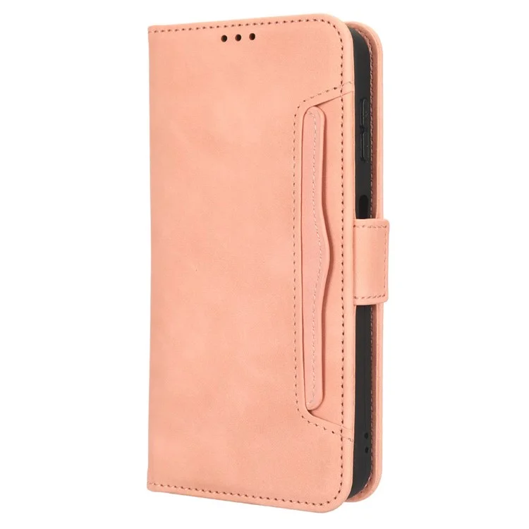 For Samsung Galaxy A24 4G (162.1 x 77.6 x 8.3mm) Multiple Card Slots Phone Leather Case Wallet Stand Mobile Phone Cover - Pink