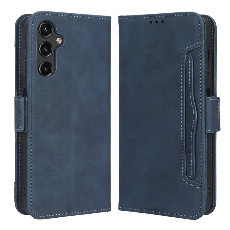 Cover per telefono con portafoglio e supporto in pelle con multi fessi per Samsung Galaxy A24 4G (162.1 x 77.6 x 8.3mm) - Blu