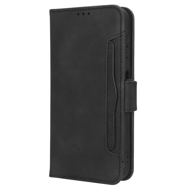 For ZTE Blade V40 Design PU Leather Phone Stand Case Multiple Card Slots Wallet Smartphone Cover - Black