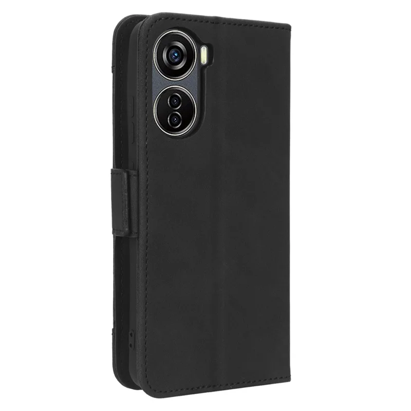 For ZTE Blade V40 Design PU Leather Phone Stand Case Multiple Card Slots Wallet Smartphone Cover - Black