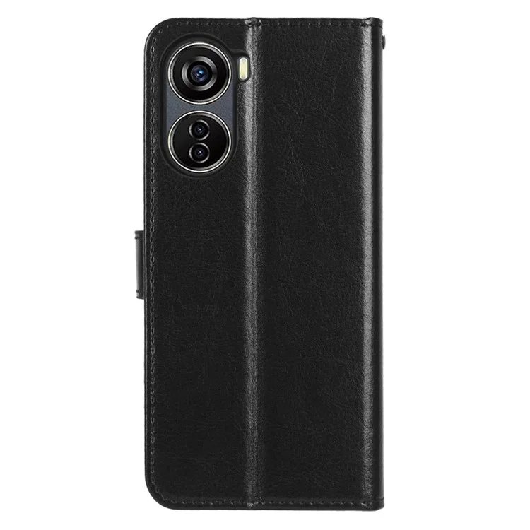 Pour ZTE Blade V40 Design Crazy Horse Texture Wallet Case PU Leather Stand Folio Flip Phone Cover - Noir